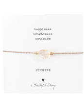 Gemstone Card Citrine Gold Plated Bracelet