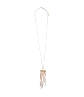 Orelia Feather & Bead Drop Necklace Pale Gold