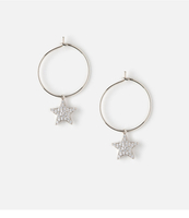 Pave Star Drop Hoops