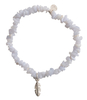 Power Blue Lace Agate Feather Silver Plated Bracelet