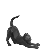 Statue Origami Cat stretching polyresin