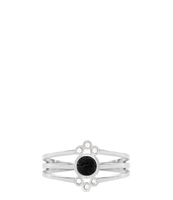 Triple Ring Dots & Stone Black