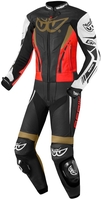 Berik Monza Dames tweedelige motorfiets lederen pak,  zwart-rood-goud,  afmeting 46 voor vrouw