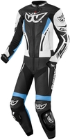 Berik Monza Dames tweedelige motorfiets lederen pak,  zwart-wit-blauw,  afmeting 48 voor vrouw