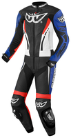 Berik Monza Dames tweedelige motorfiets lederen pak,  zwart-wit-rood-blauw,  afmeting 50 voor vrouw