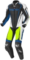 Berik Race-X Één stuk motorfiets leder pak,  zwart-wit-blauw-geel,  afmeting 56 voor man