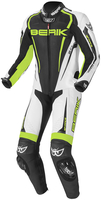 Berik Race-X Één stuk motorfiets leder pak,  zwart-wit-geel,  afmeting 58