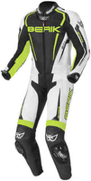 Berik Race-X Twee stuk motorfiets leder pak Zwart Wit Geel 48