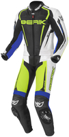 Berik Race-X Tweedelige motorfiets lederen pak,  blauw-geel,  afmeting 48