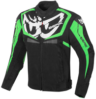 Berik Radic Evo Motorfiets textiel jas,  zwart-wit-groen,  afmeting 60