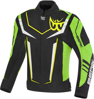 Berik Radic Evo Plus Waterdichte motorfiets textiel jas,  zwart-groen-geel,  afmeting 60