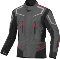 Berik Rallye Waterdichte motorfiets textiel jas,  zwart-grijs-rood,  afmeting 48