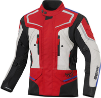 Berik Rallye waterdichte motorfiets textiel jas,  zwart-rood-blauw-beige,  afmeting 56 voor man