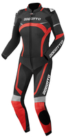 Bogotto Misano Tweedelig dames motorfiets lederen pak,  zwart-rood,  afmeting 46 voor vrouw
