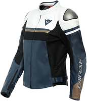 Dainese Rapida Dames motorfiets lederen jas,  zwart-wit-blauw,  afmeting 48 voor vrouw