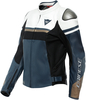Dainese Rapida Dames motorfiets lederen jas,  zwart-wit-blauw,  afmeting 50 voor vrouw