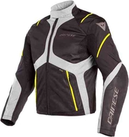Dainese Sauris D-Dry Motorfiets textiel jas Zwart Grijs Geel 60