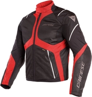 Dainese Sauris D-Dry Motorfiets textiel jas,  zwart-rood,  afmeting 44