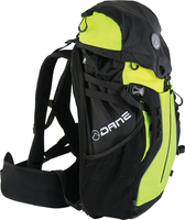 DANE Vertepac Melby Motorfiets rugzak,  zwart-geel,  afmeting 31-40l voor man