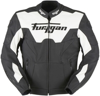 Furygan Bullring Motorfiets lederen jas,  zwart-wit,  afmeting 2XL