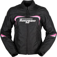 Furygan Cyane Dames Motorfiets Textiel Jas,  zwart-wit-pink,  afmeting XL voor vrouw