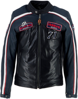 Helstons Formula Sport waterdichte motorfiets lederen jas,  zwart-blauw,  afmeting 2XL voor man