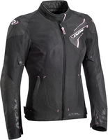 Ixon Luthor Dames motorfiets textiel jas,  zwart-pink,  afmeting L voor vrouw
