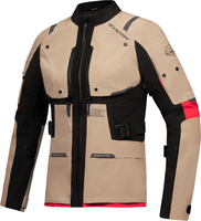 Ixon M-Skeid Waterdichte dames motorfiets textiel jas,  rood-beige,  afmeting XL voor vrouw