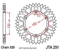 JT SPROCKETS Ultralichte aluminium kroon 251 - 520