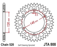 JT SPROCKETS Ultralichte anti-modder aluminium kroon 808 - 520