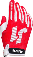 Just1 J-Force X Jeugd Motocross handschoenen,  wit-rood,  afmeting L