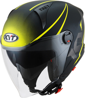 KYT D-City Colorful Jet Helm,  zwart-geel,  afmeting L