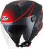 KYT D-City Colorful Jet Helm,  zwart-rood,  afmeting M