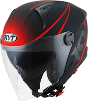 KYT D-City Colorful Jet Helm,  zwart-rood,  afmeting M