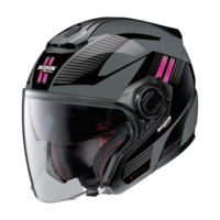Nolan N40-5 06 Crosswalk N-Com Jet Helm,  zwart-grijs-pink,  afmeting XS