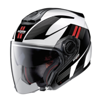 Nolan N40-5 06 Crosswalk N-Com Jet Helm,  zwart-wit-rood,  afmeting XS voor man