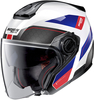 Nolan N40-5 Pivot N-Com Jet Helm,  wit-rood-blauw,  afmeting XL