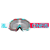 Oneal B-10 Pixel Motocross Bril,  rood-blauw