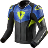 Revit Hyperspeed Pro Motorfiets lederen jas,  zwart-blauw-geel,  afmeting 52