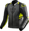 Revit Quantum 2 Motorfiets Lederen Jas,  zwart-grijs-geel,  afmeting 58