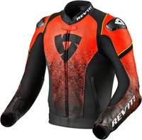 Revit Quantum Motorfiets lederen jas,  zwart-rood,  afmeting 50