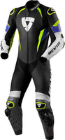 Revit Triton Één stuk motorfiets leder pak Zwart Blauw Geel 52