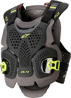 Alpinestars A-4 Max,  protector vest,  kleur: zwart/donkergrijs/neon geel,  maat: XL/XXL