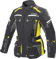 Büse Highland II,  textieljas waterdicht vrouwen,  kleur: Zwart/Donkergrijs/Neon-Geel,  maat: 44