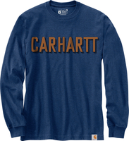 Carhartt Workwear Logo,  lange mouw,  kleur: donkerblauw/bruin,  maat: XXL
