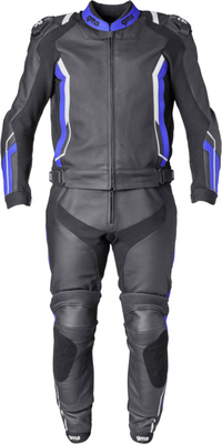 GMS-Moto GR-1,  leren pak
2st.,  kleur: Zwart/Blauw/Wit,
 maat: 50