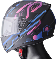 GMS-Moto Hexago Graphic,  integraalhelm,  kleur: Mat Zwart/Blauw/Pink,  maat: M
