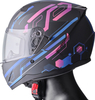 GMS-Moto Hexago Graphic,  integraalhelm,  kleur: Mat Zwart/Blauw/Pink,  maat: XXL