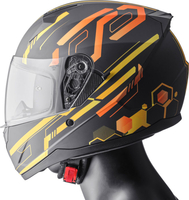 GMS-Moto Hexago Graphic,  integraalhelm,  kleur: Mat Zwart/Geel/Oranje,  maat: M