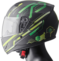 GMS-Moto Hexago Graphic,  integraalhelm,  kleur: Mat Zwart/Groen,  maat: XXL